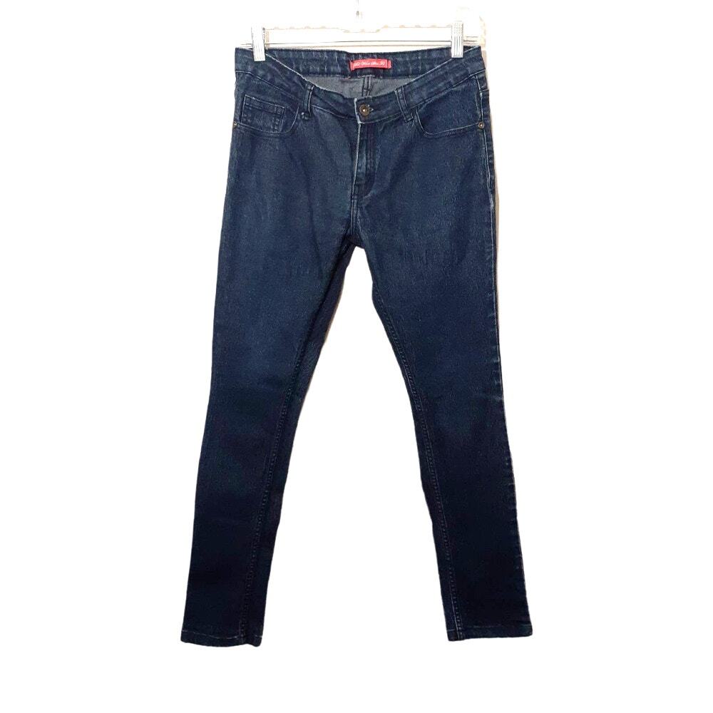DJ&C womens mid waist slim fit jeans 30x26 dark blue stretch denim crop ankle